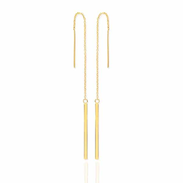9ct Gold Chain Drop Threader Earrings - Pendant.