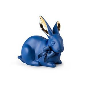 Lladro BoldBlue - Attentive Bunny - Blue Gold