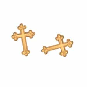 9ct Gold Classical Cross Stud Earrings