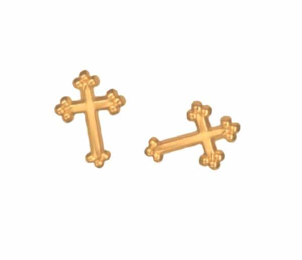 9ct Gold Classical Cross Stud Earrings