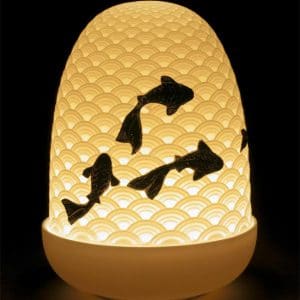 Lladro Koi Dome Table Lamp ON