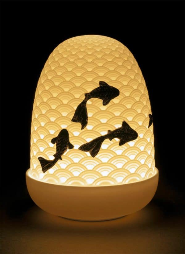 Lladro Koi Dome Table Lamp ON