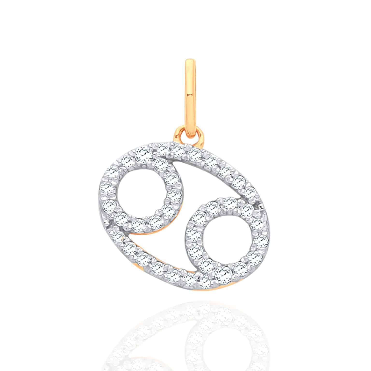 9ct Gold Diamond Zodiac Pendant Cancer.