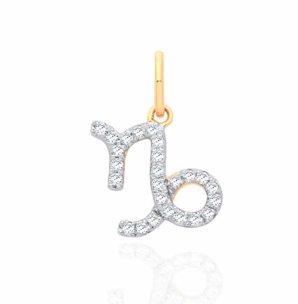 9ct Gold Diamond Zodiac Pendant - Capricorn.