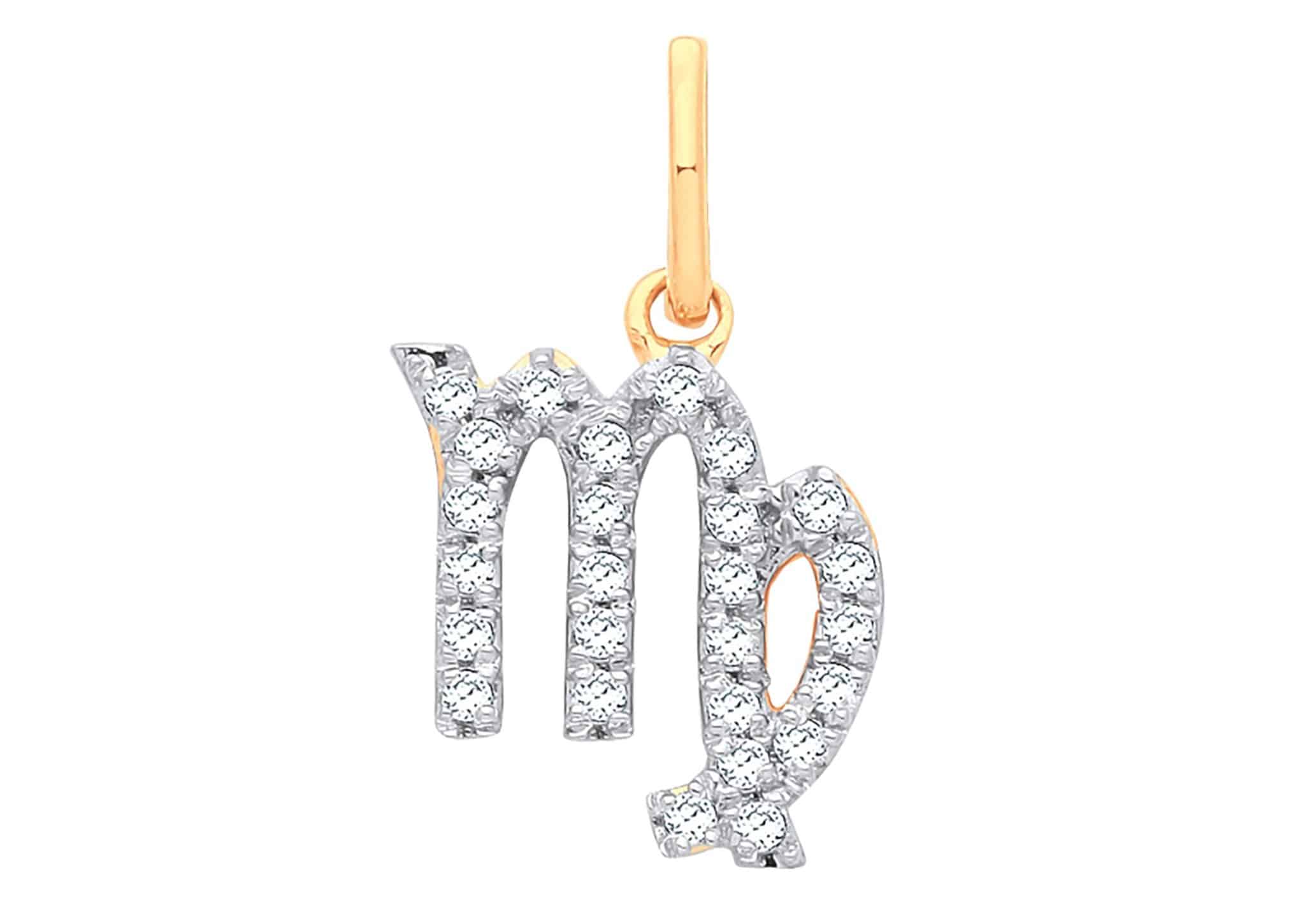 9ct Gold Diamond Zodiac Pendant Virgo.