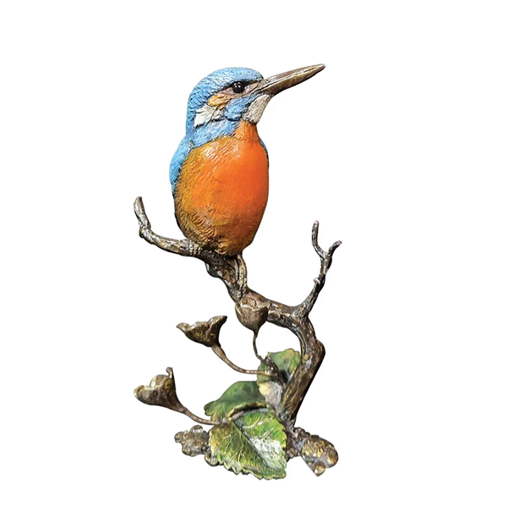 Cold Painted Bronze Kingfisher with Meadow Marsh