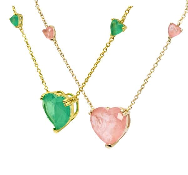 925 GP Crystal Glass Heart Necklace Combi 2