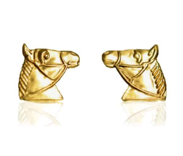 9ct Yellow Gold Horse Head Design Stud Earrings.
