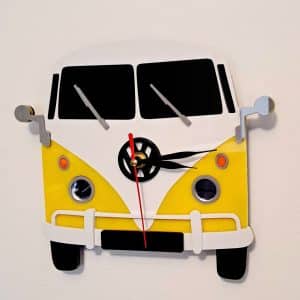 VW camper Van Wall Clock. Available in many colours and can have personalised number plates.