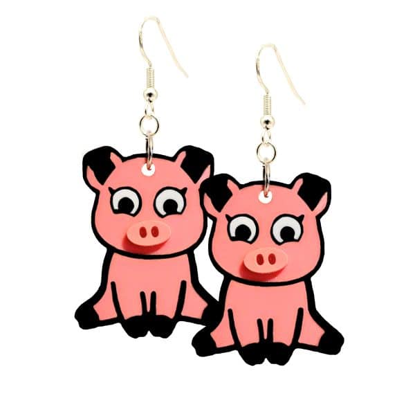Hand made cute Pink Piglet earrings with 3D nose.