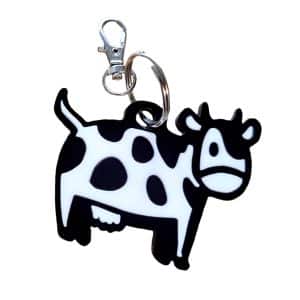 Handmade fun Cow Keyring Bag Charm.
