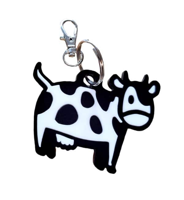 Handmade fun Cow Keyring Bag Charm.