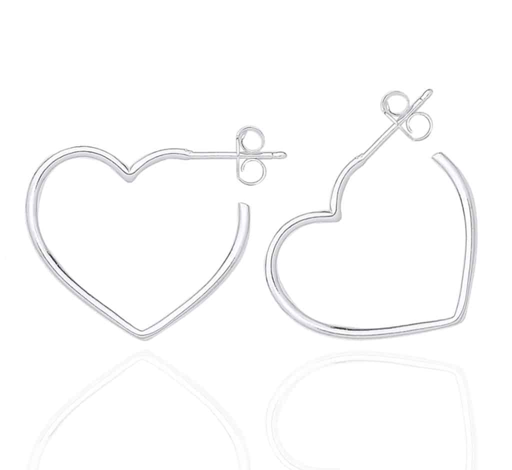 Contemporary Open Heart Tubular Hoop Earrings.