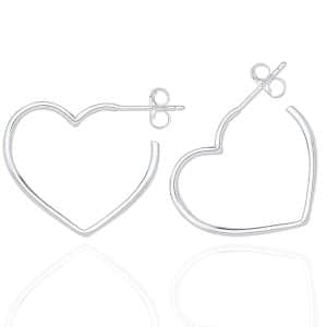 Contemporary Open Heart Tubular Hoop Earrings.