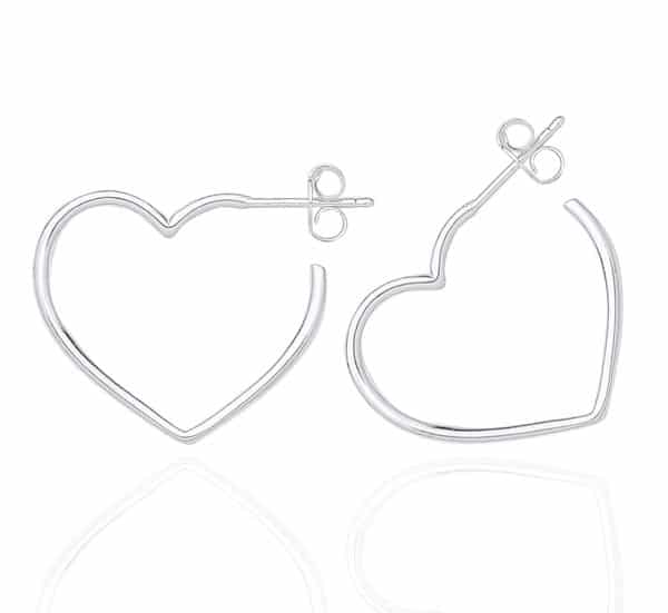 Contemporary Open Heart Tubular Hoop Earrings.