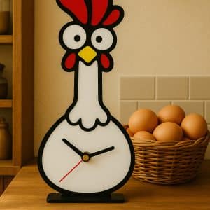 Chicken Farmhouse Table Top Clock,Funky Chicken Clocks .