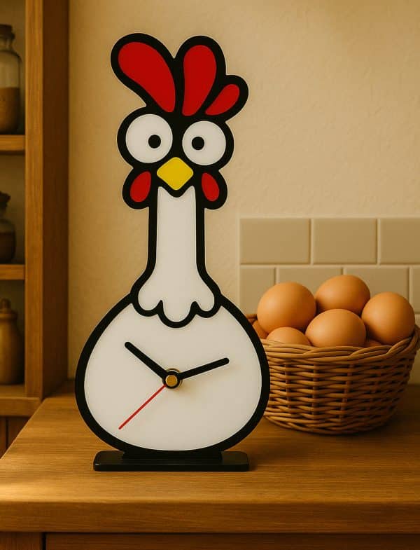 Chicken Farmhouse Table Top Clock,Funky Chicken Clocks .