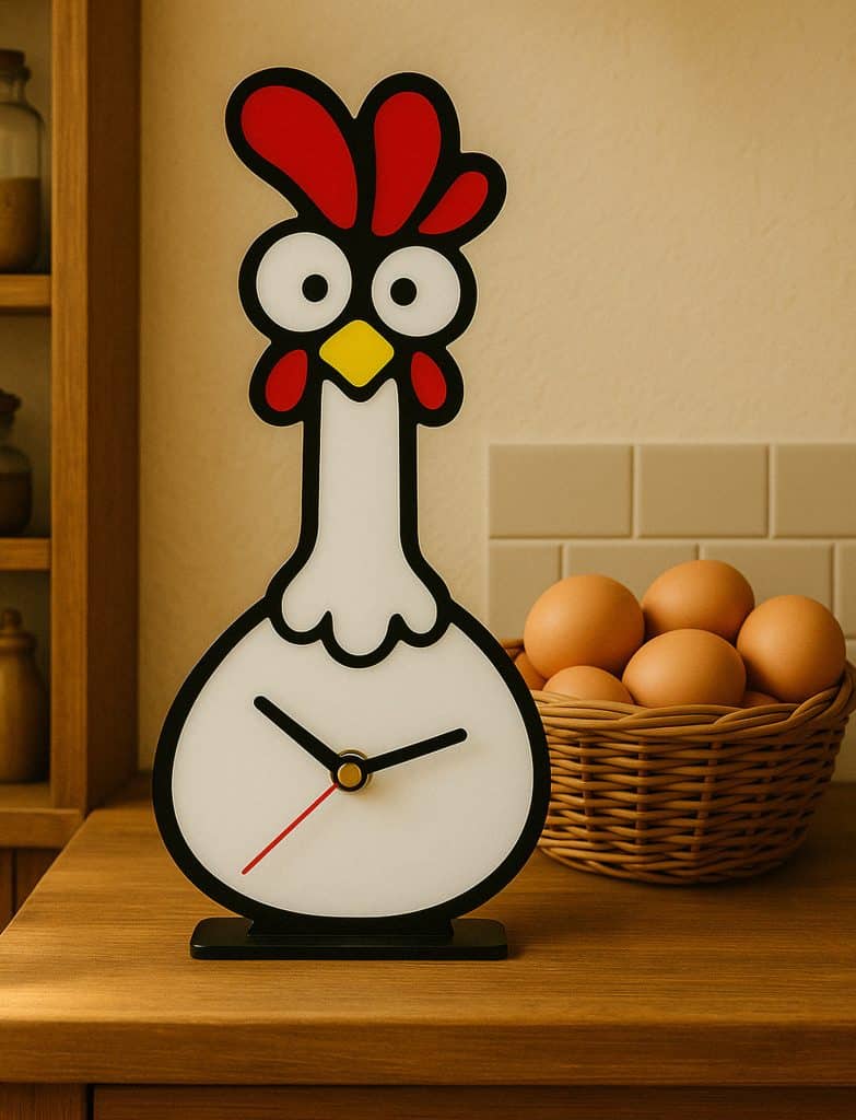 Chicken Farmhouse Table Top Clock,Funky Chicken Clocks .