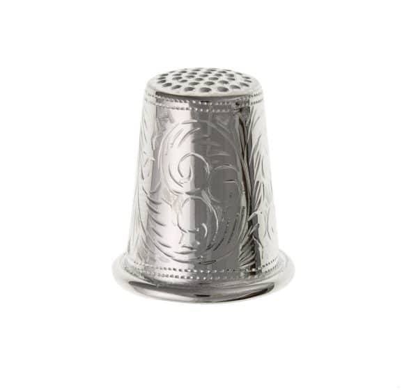 Sewing Thimble Floral Engraved 925 Sterling Silver.