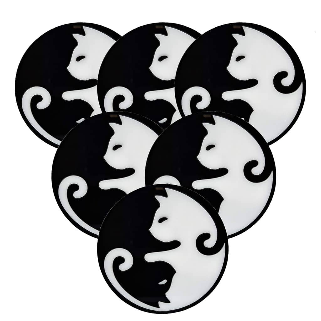 Cats Yin Yang Drinks Coasters.