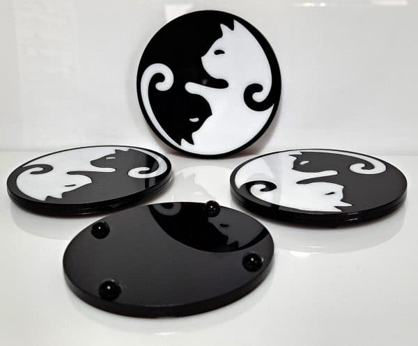 Cats Yin Yang Drinks Coasters. - Image 3