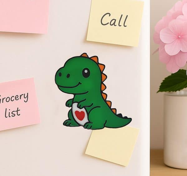 Cute Dinosaur Fridge Magnet with Heart. - Image 3