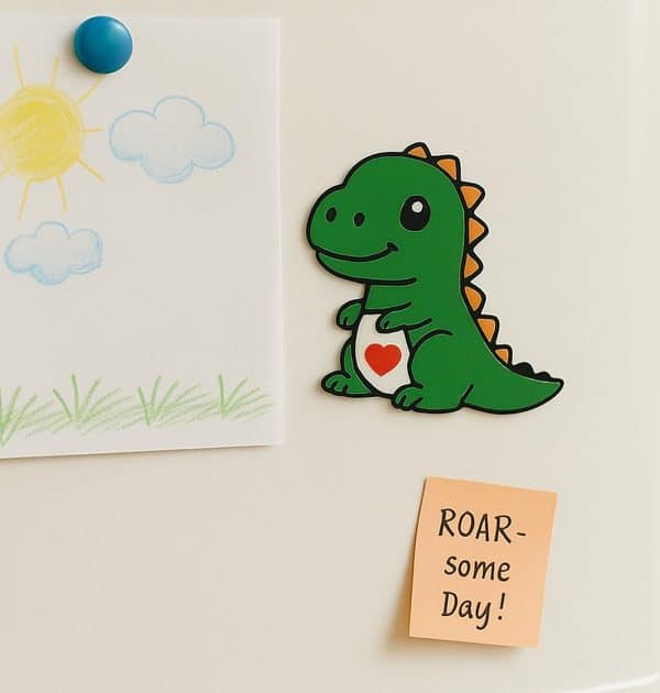 Cute Dinosaur Fridge Magnet with Heart. - Image 2