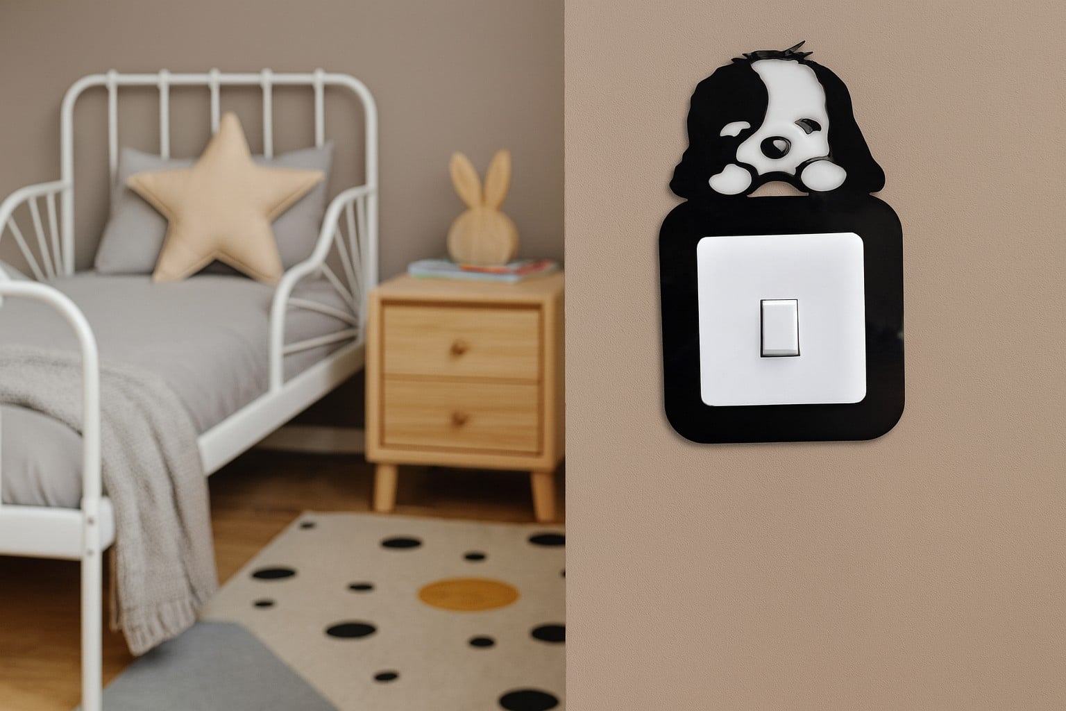 Puppy Dog Light Switch Surround - Kids Bedroom - Nursery Decor. - Image 3