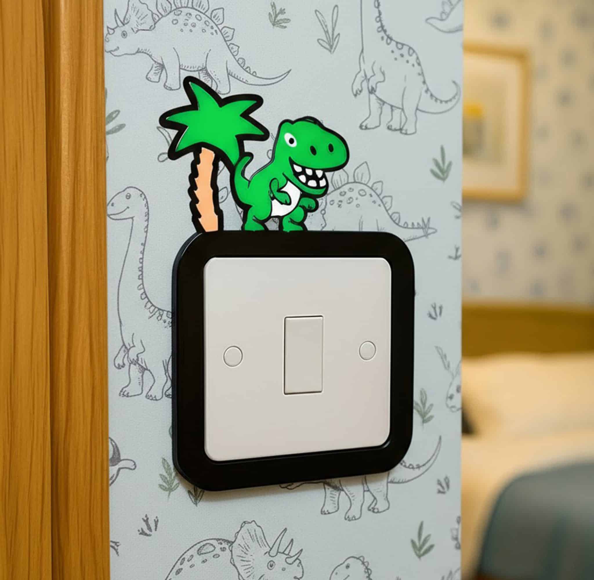 Dinosaur Light Switch Cover Surround - Nursery Children's Room Dinosaur Wall Decoration.