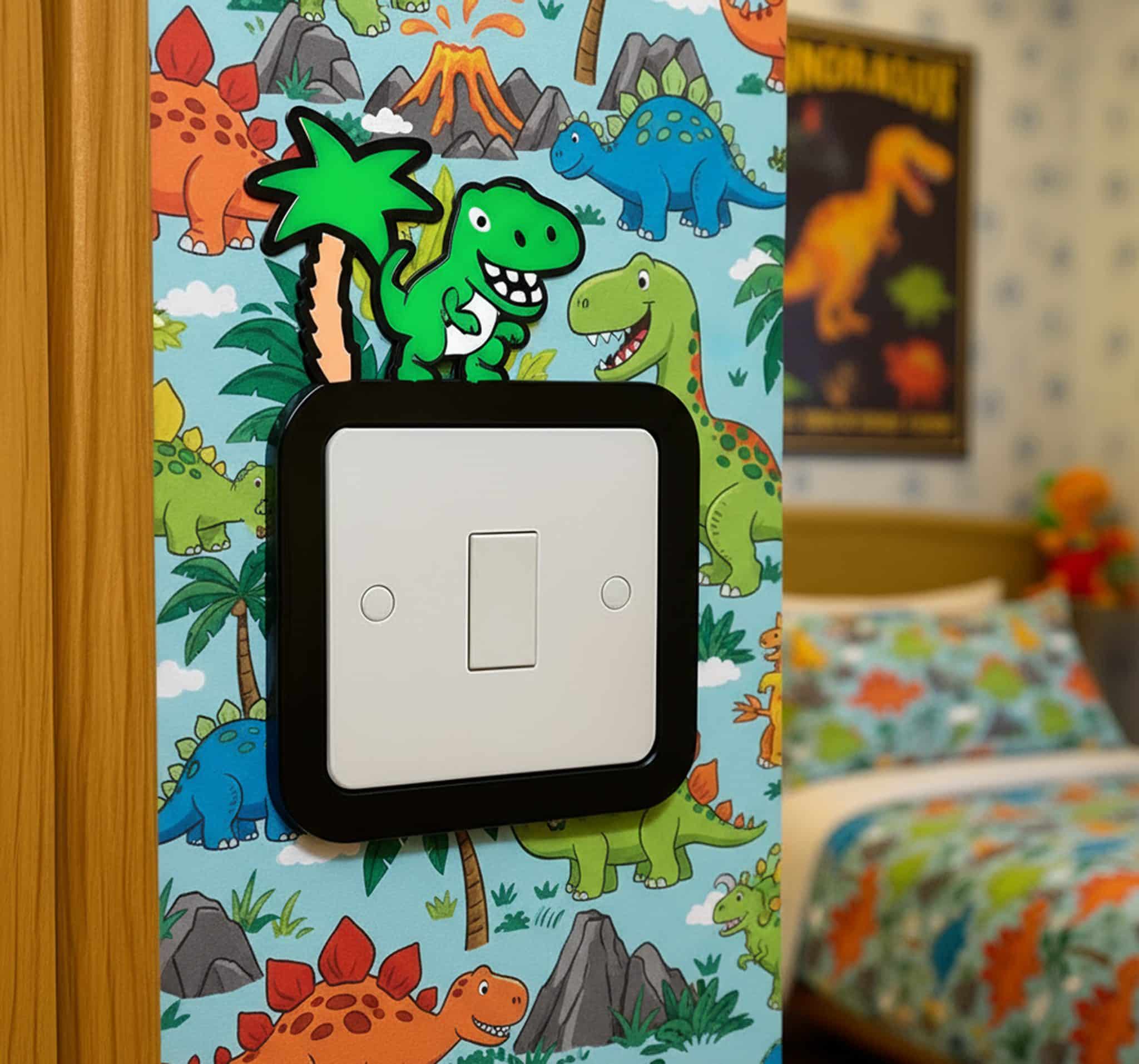 Dinosaur Light Switch Cover Surround - Nursery Children's Room Dinosaur Wall Decoration. - Image 2