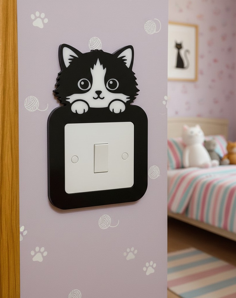 Kitten Cat Light Switch Surround - Kids Bedroom - Nursery Decor.