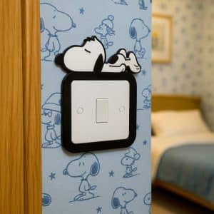 Sleeping Snoopy Dog  Light Switch Cover Surround - Dog Lover Wall Decoration.