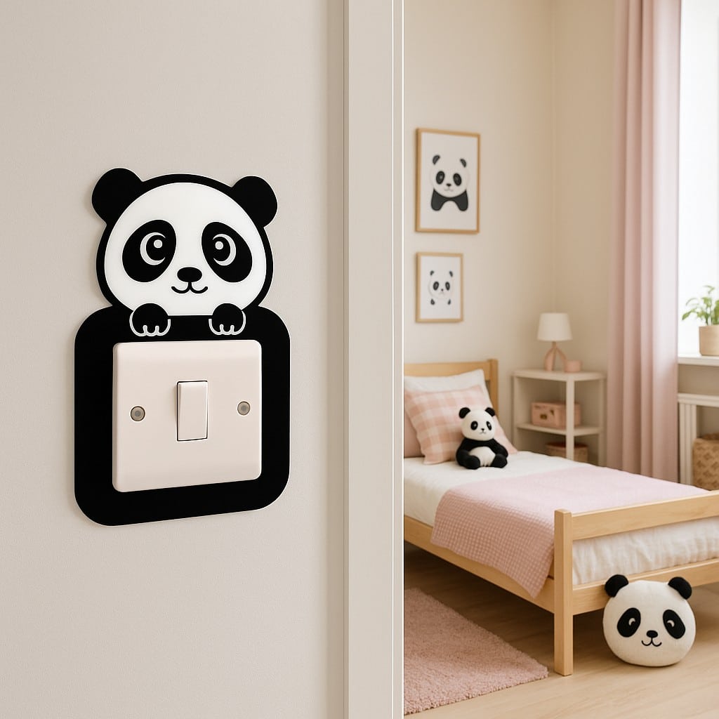 Panda Bear Light Switch Surround - Kids Bedroom - Nursery Decor.