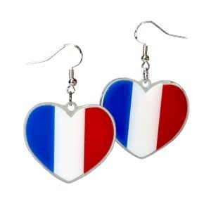 French Tri Colour Flag Heart Earrings.