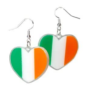 Ireland Tri Colour Flag Heart Earrings.