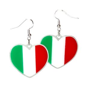 Italian Tri colour Flag Heart Earrings.