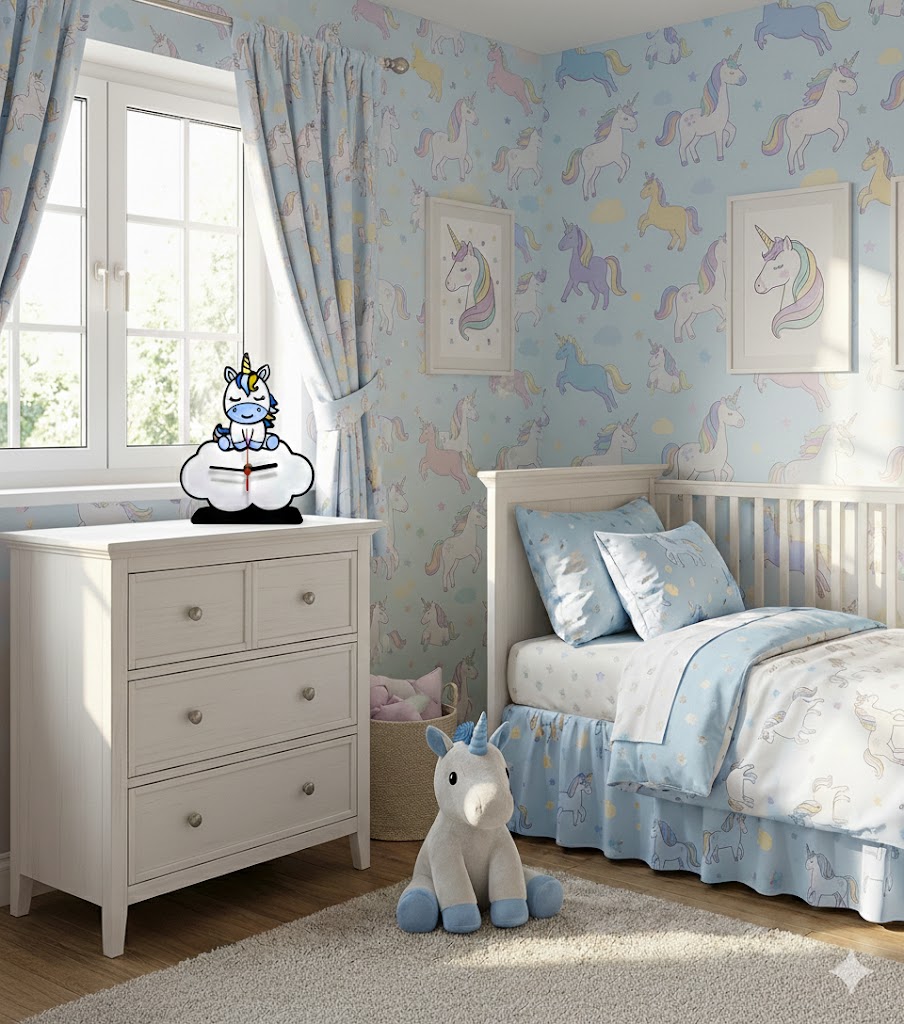 Unicorn on Cloud Children's Bedroom Desk Clock. - Image 6
