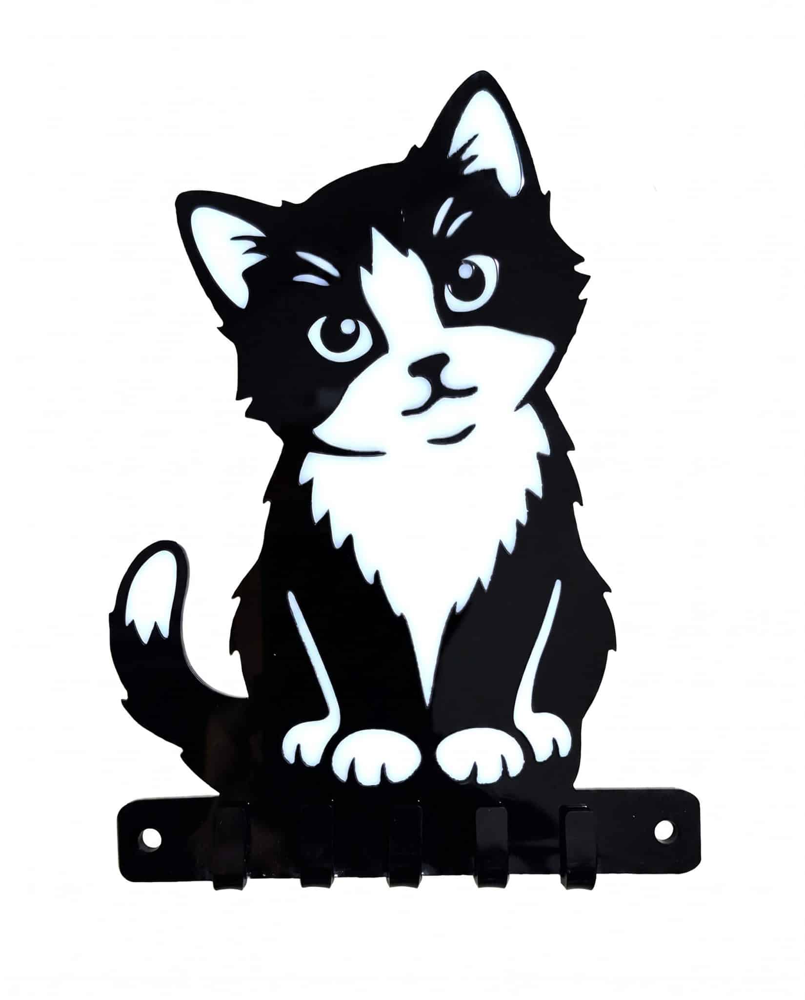 Tuxedo Kitten Key Holder & Wall-Mounted Keyring Hanger - Image 2