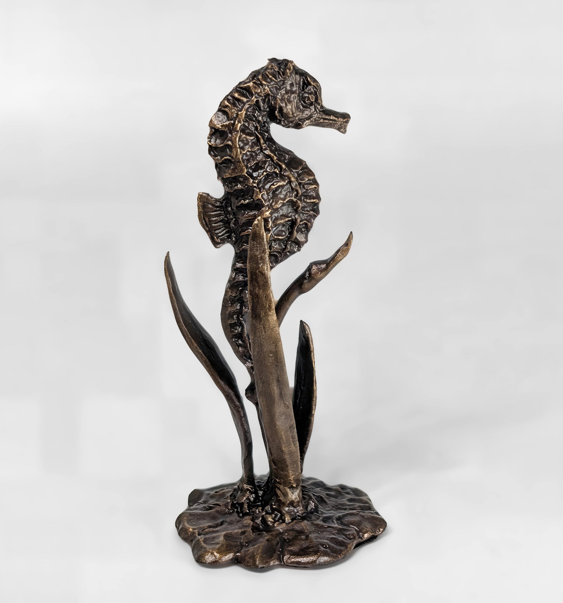 Seahorse Solid Bronze Sculpture - Image 2
