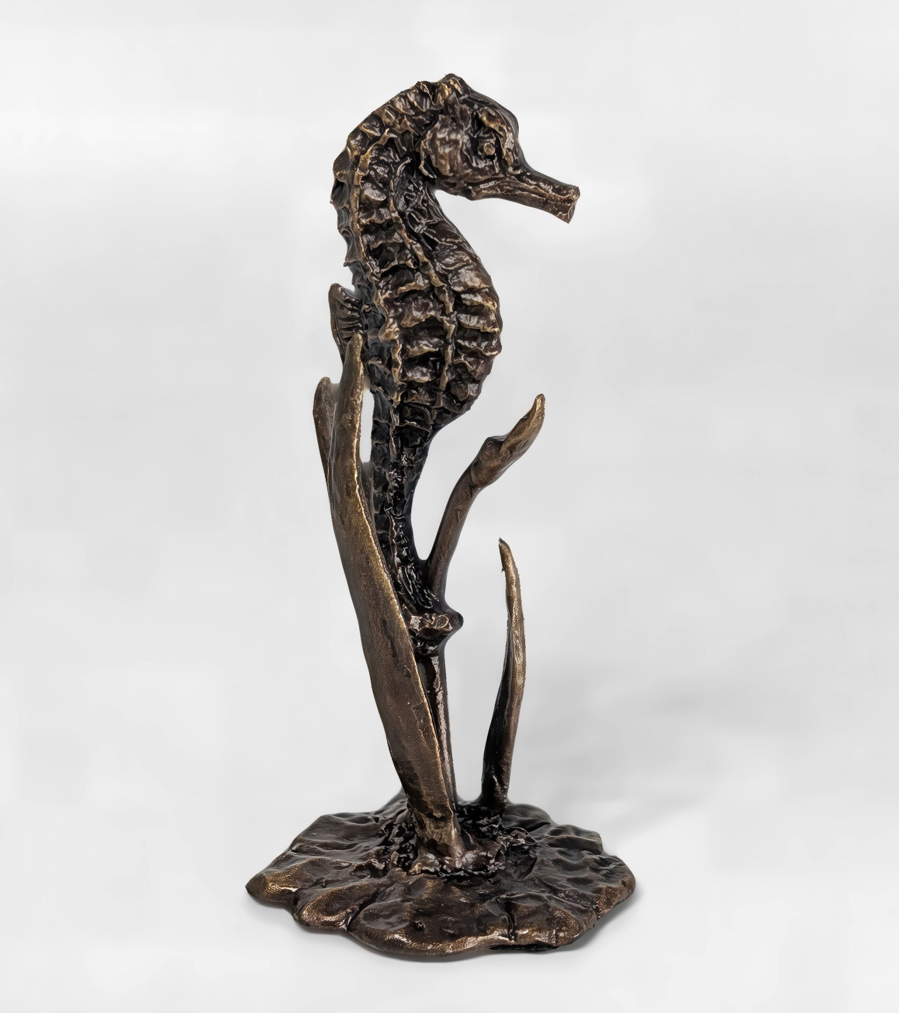 Seahorse Solid Bronze Sculpture - Image 3
