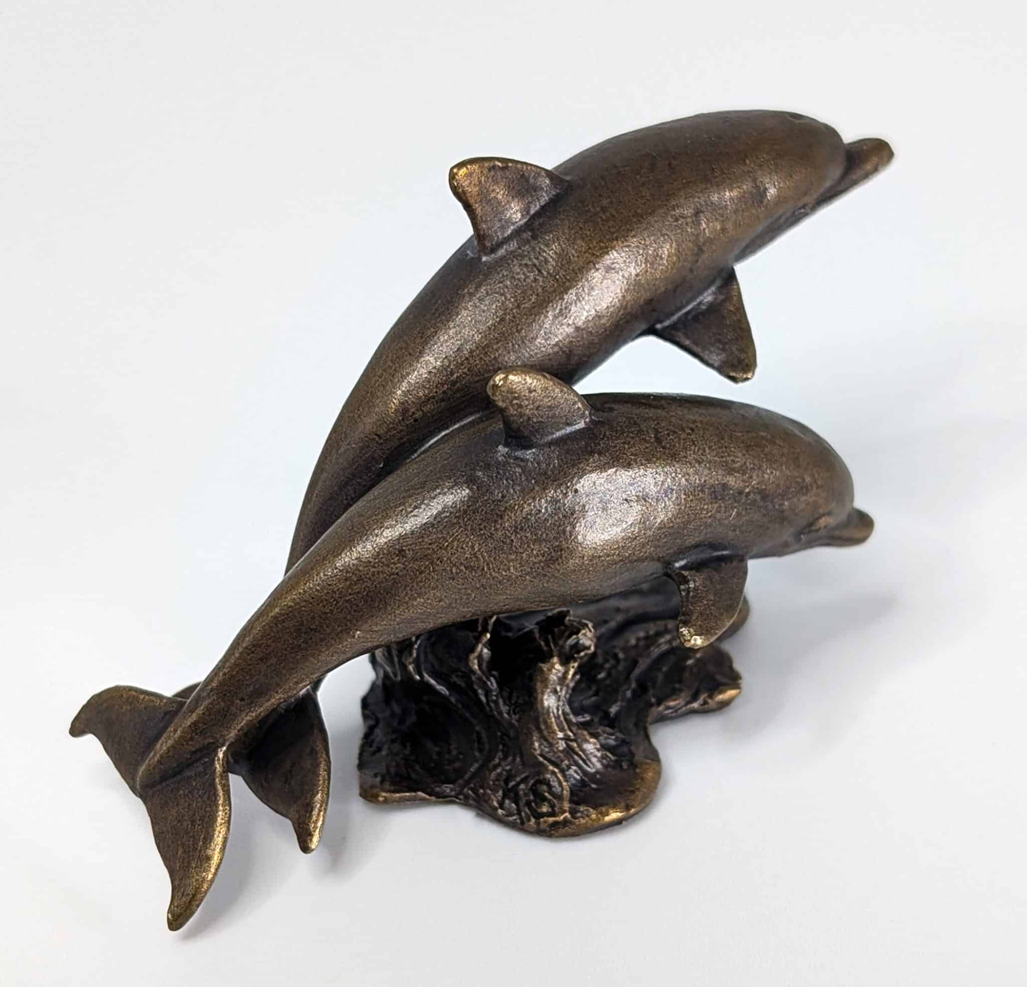 Dolphins Solid Bronze Sculpture. - Image 4
