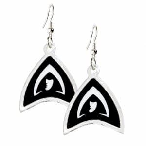 Pair of Traitors inspired high-gloss shield drop earrings with 925 sterling silver shepherd hooks