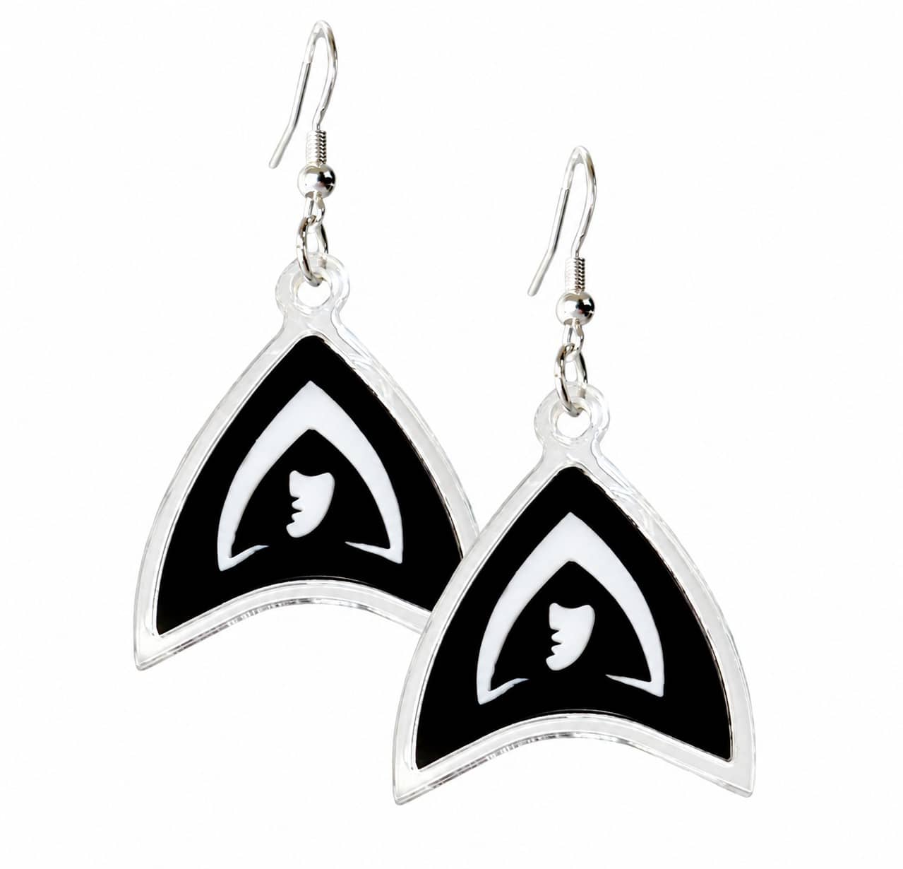 Pair of Traitors inspired high-gloss shield drop earrings with 925 sterling silver shepherd hooks